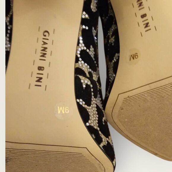 Gianni Bini Leopard Print Black w/Rhinestones Stiletto SZ 9 - Picture 5 of 6